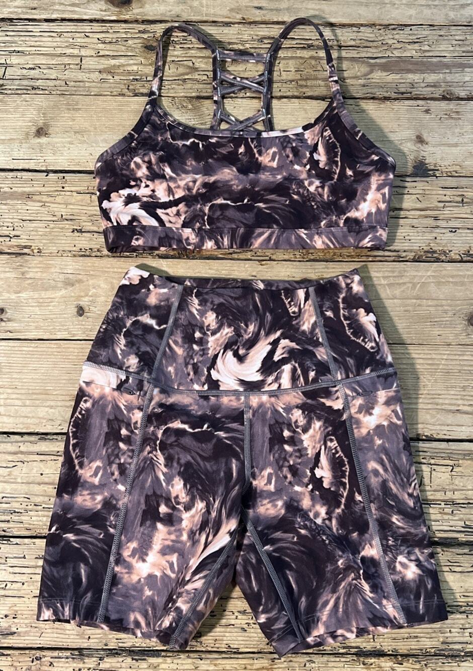 Lorna Jane Women’s Size S Multicolored Abstract Print Workout Outfit NWOT